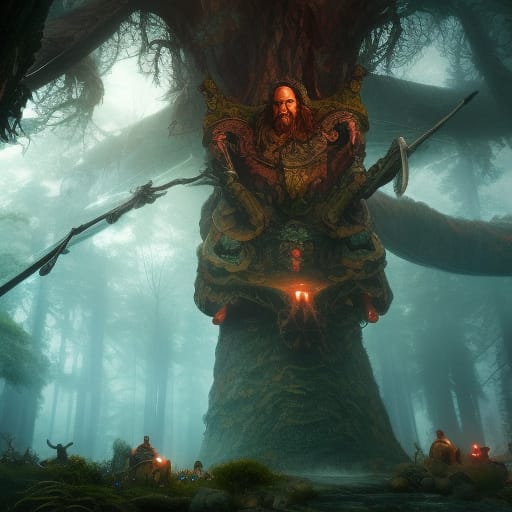 A Walkinur sacred gathering in a forest